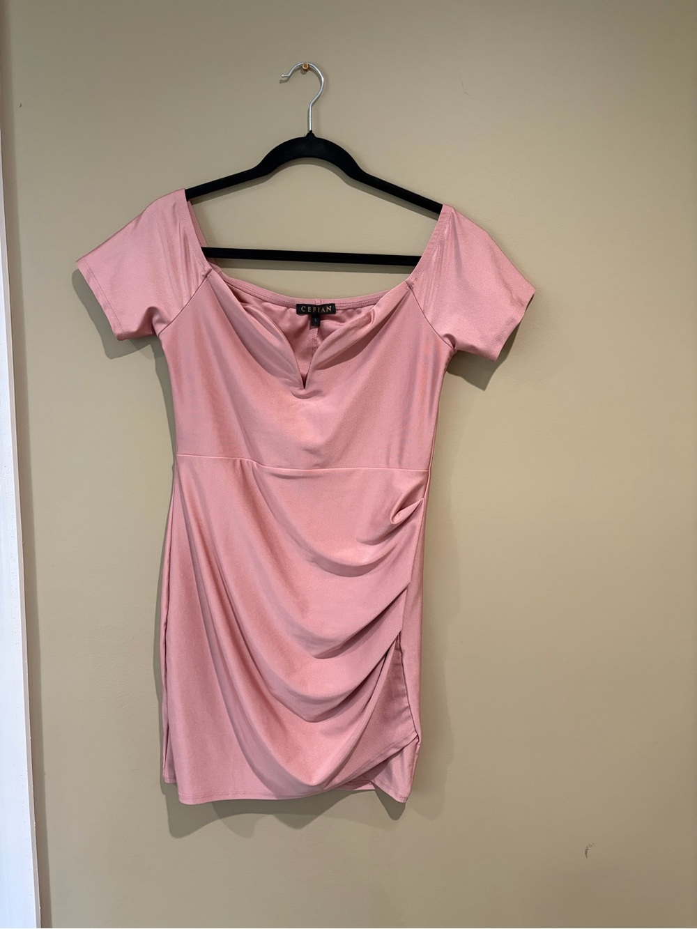 Dusty Pink Draped Scoop Neck Dress Size Large Like New Pale Pink
